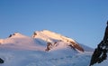 Sunrise and daybreak over the Srahlhorn peak in the Swiss Alps near Zermatt