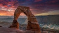 Sunrise  Delicate Arch, Arches National Park Utah Royalty Free Stock Photo