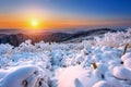 Sunrise on Deogyusan mountains covered with snow in winter,korea.