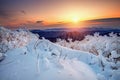 Sunrise on Deogyusan mountains covered with snow in winter,korea. Royalty Free Stock Photo