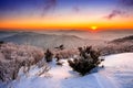 Sunrise on Deogyusan mountains covered with snow in winter,Korea.