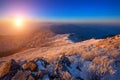 Sunrise on Deogyusan mountains covered with snow in winter,korea. Royalty Free Stock Photo