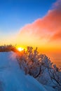 Sunrise on Deogyusan mountains covered with snow in winter.