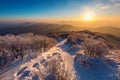 Sunrise on Deogyusan mountains covered with snow in winter,South Korea