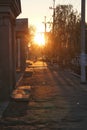 sunrise on a deserted street Royalty Free Stock Photo