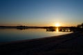 Sunrise at the dock on the river Royalty Free Stock Photo