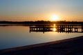 Sunrise at the dock on the river Royalty Free Stock Photo
