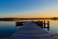 Sunrise at the dock on the river Royalty Free Stock Photo