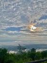 Sunrise at Doi Samerdao cloudy skies with sea of fog. Nan, Thailand. Royalty Free Stock Photo