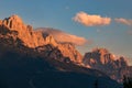 Sunrise in the Dolomites at Candide in Veneto, Italy Royalty Free Stock Photo