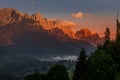 Sunrise in the Dolomites at Candide in Veneto, Italy Royalty Free Stock Photo