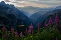 Sunrise in Dolomites mountains, Italy