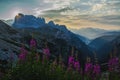 Sunrise in Dolomites mountains, Italy