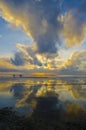 Sunrise with dramatic sky and boats Royalty Free Stock Photo