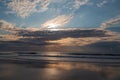 Sunrise with dramatic sky on Fernandina Beach on Amelia Island. Royalty Free Stock Photo