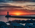 Sunrise at the Duluth Lighthouse Royalty Free Stock Photo