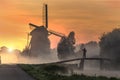 Sunrise on the Dutch windmill