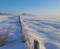 Sunrise Early winters morning on the snow covered Canadian praries Royalty Free Stock Photo