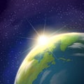 Sunrise Earth Space View Realistic Poster Royalty Free Stock Photo