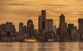 Seattle Skyline at Dawn Fropm West Seattle Royalty Free Stock Photo