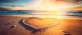 Sunrise Embrace: A Heart Drawn in Sand at Dawn's Light - Love and Nature with Generative AI