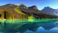 Sunrise Emerald lake reflection, Canadian Rockies Royalty Free Stock Photo