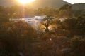 Sunrise at the Epupa waterfall, Namibia Royalty Free Stock Photo