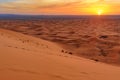 Sunrise in Erg Chebbi Sand dunes near Merzouga, Morocco Royalty Free Stock Photo