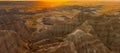 Sunrise on The Eroded Hills Near The Big Badlands Overlook