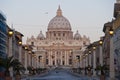 Sunrise on the Facade of Saint Peter's Basilica in Rome Royalty Free Stock Photo