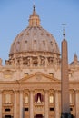 Sunrise on the Facade of Saint Peter's Basilica in Rome Royalty Free Stock Photo