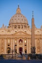 Sunrise on the Facade of Saint Peter's Basilica in Rome Royalty Free Stock Photo