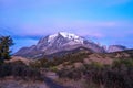 Sunrise facing the mountain at Torres del Paine, Patagonia, Chile