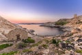 Sunrise and ferry at Ile Rouse in Corsica Royalty Free Stock Photo