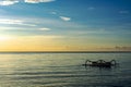 sunrise and fishing boats on sindhu beach, sanur bali Royalty Free Stock Photo