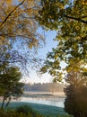 Sunrise at fishing pond de poer in Hulshout