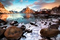 Sunrise over Reine, Norway Royalty Free Stock Photo