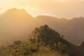 Sunrise with fog in early morning on Phu Chi Dao or Phu Chee Dao mountain at Chiang Rai, Thailand