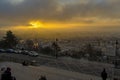 Sunrise With Fog and Mist From Above Paris Rooftops Royalty Free Stock Photo