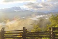 sunrise and Fog on Smoky Mountains Royalty Free Stock Photo