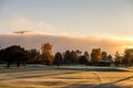 Sunrise foggy landscape in Colorado, USA