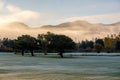 Sunrise foggy landscape in Colorado, USA Royalty Free Stock Photo