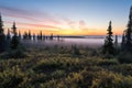 Sunrise in the foggy morning in the Rocky Mountains of Canada Royalty Free Stock Photo