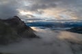 Sunrise with foggy sky in the Lechtal Alps, Tyol, Austria Royalty Free Stock Photo