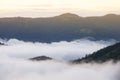 Sunrise at foggy Smoky Mountain National Park Royalty Free Stock Photo