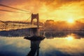 Sunrise on footbridge Royalty Free Stock Photo