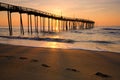 Sunrise and footprints on the Outer Banks, North Carolina Royalty Free Stock Photo