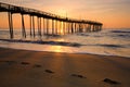 Sunrise and footprints on the Outer Banks, North Carolina