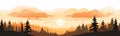 sunrise forest vector flat minimalistic isolated illustration