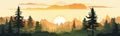 sunrise forest vector flat minimalistic isolated illustration